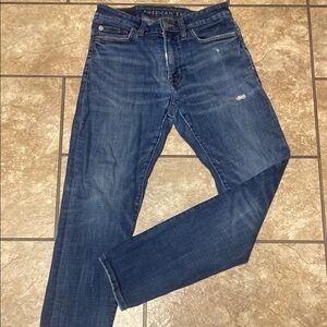 American Eagle Outfitters 28/30 Blue Skinny Jeans with Distressed Details
